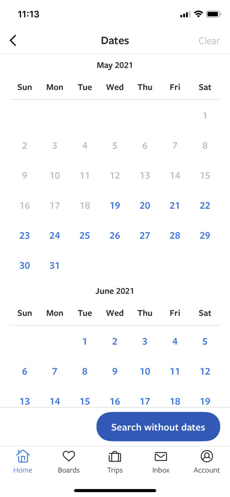 VRBO Set dates screenshot