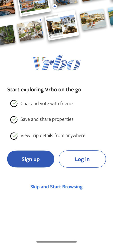 VRBO Sign up screenshot