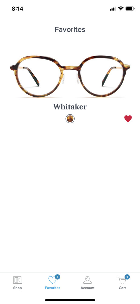 Warby Parker Favourites screenshot
