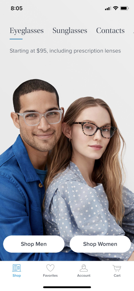 Warby Parker Shop screenshot