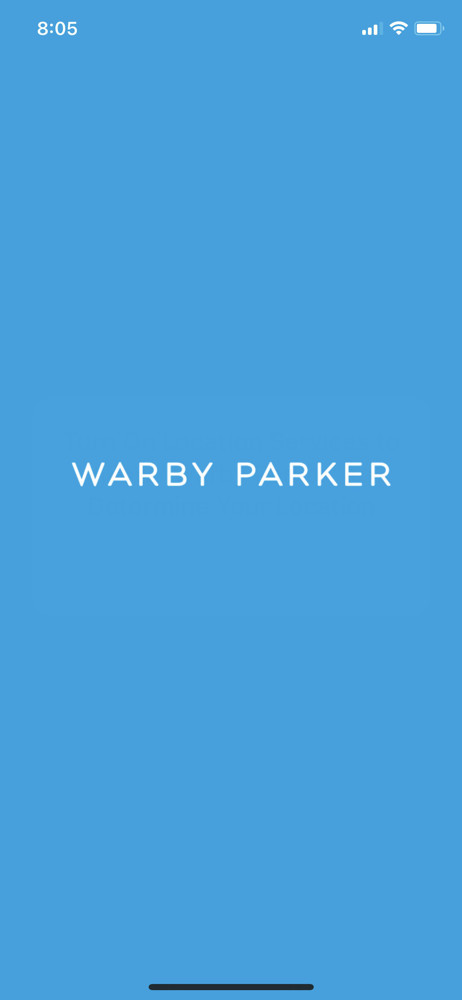 Warby Parker Splash screen screenshot