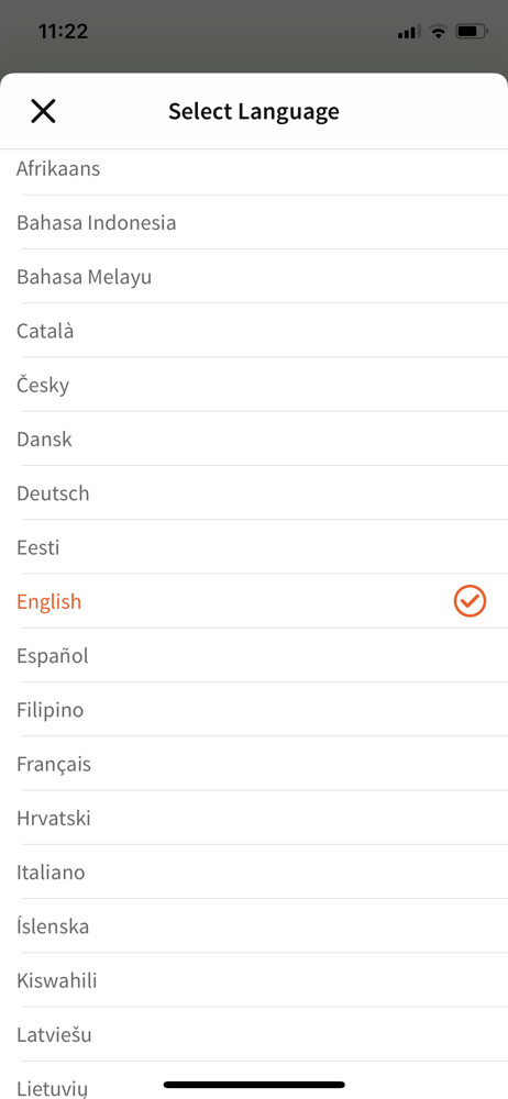 Wattpad Select language screenshot