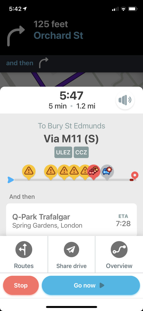 Waze Route details screenshot