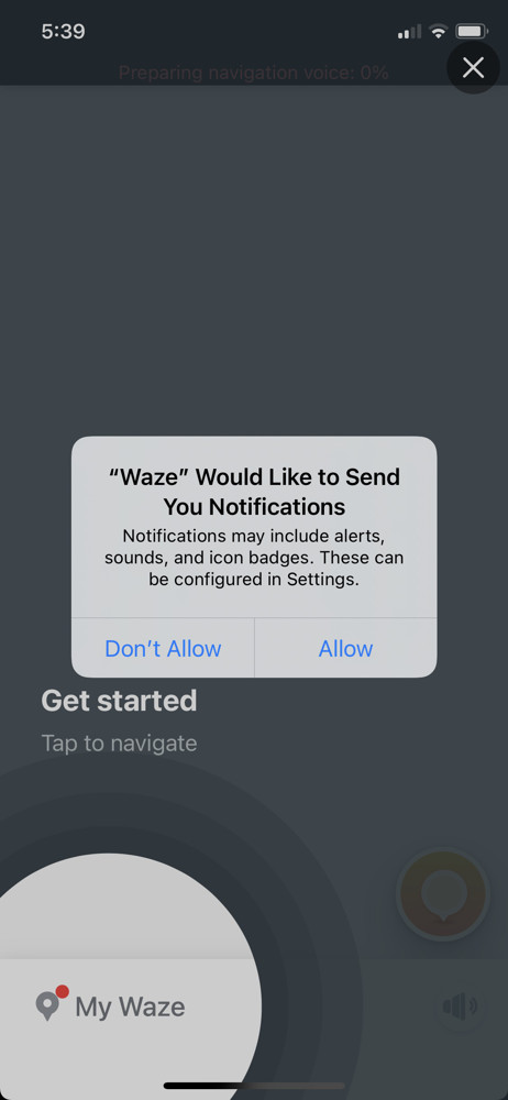 Waze Enable notifications screenshot