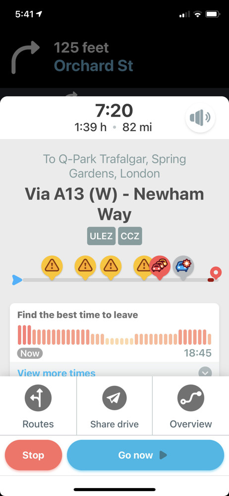 Waze Route details screenshot