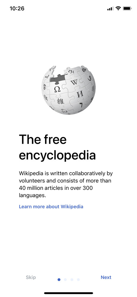 Wikipedia Welcome slides screenshot