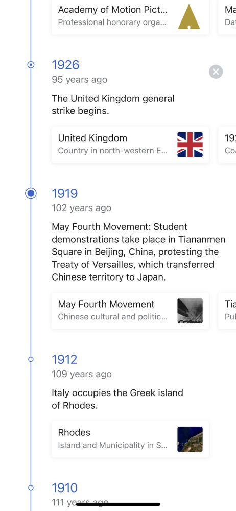 Wikipedia Timeline screenshot