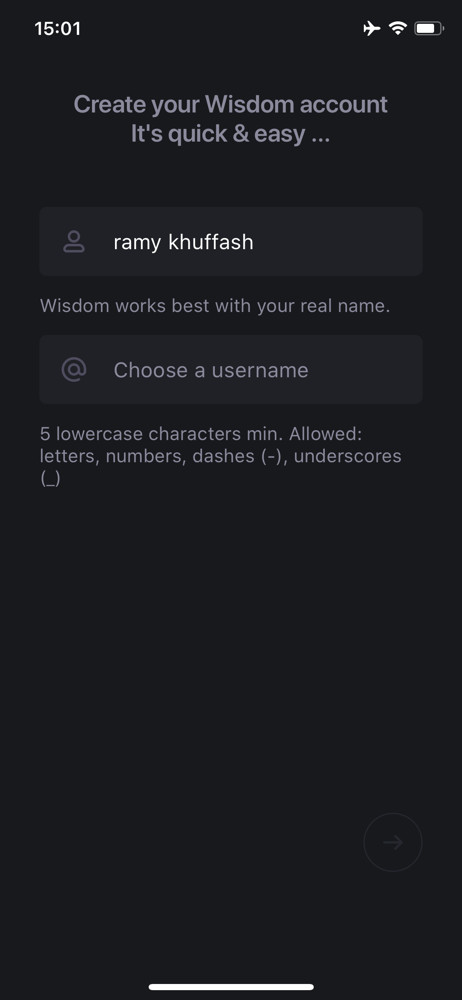 Wisdom Create profile screenshot