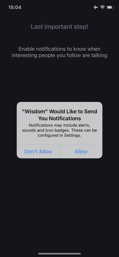 Wisdom Enable notifications screenshot