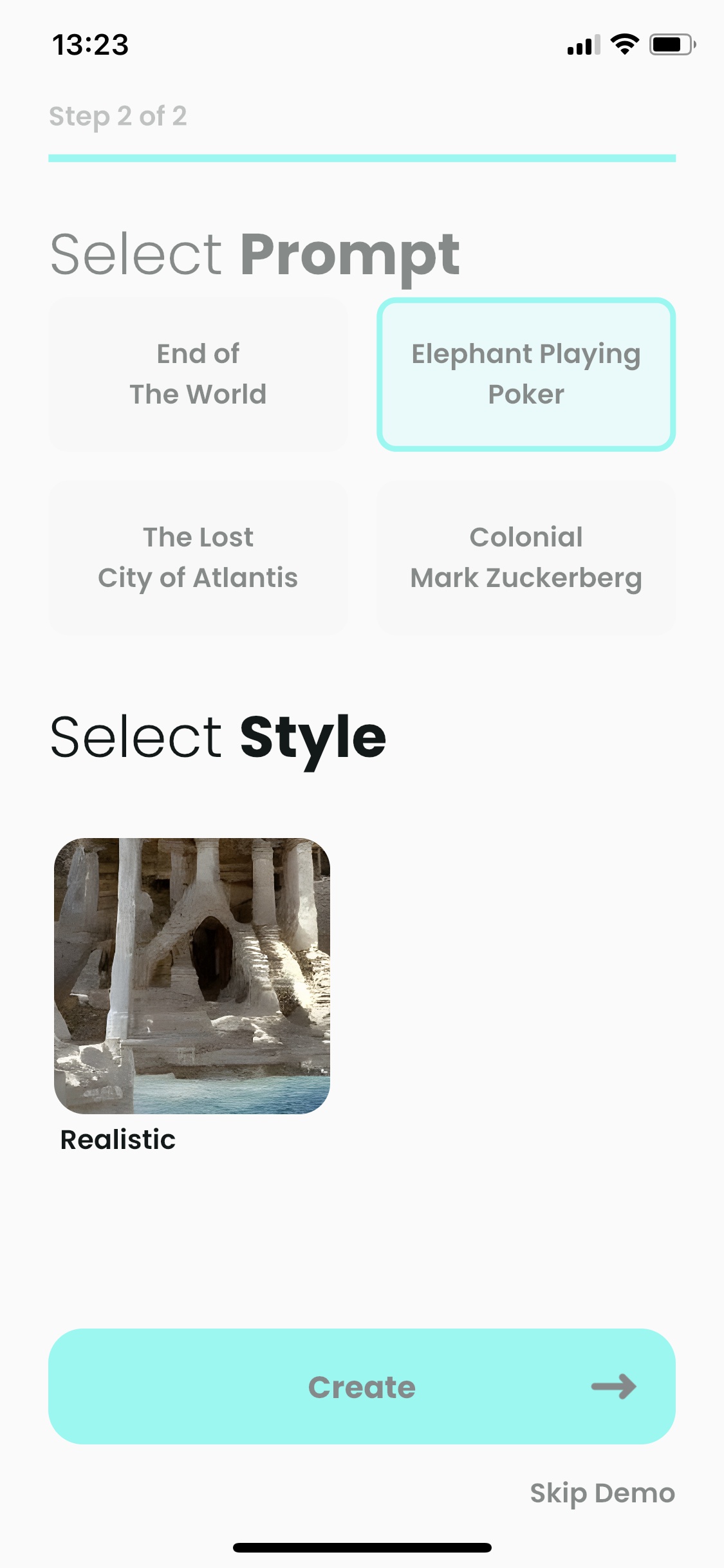Screenshot of Wonder - Select style
