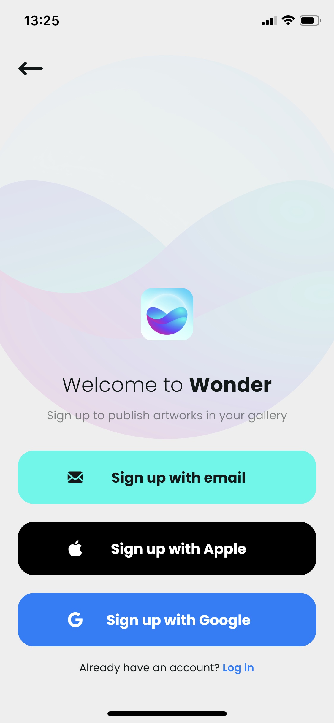 Screenshot of Wonder - Sign up