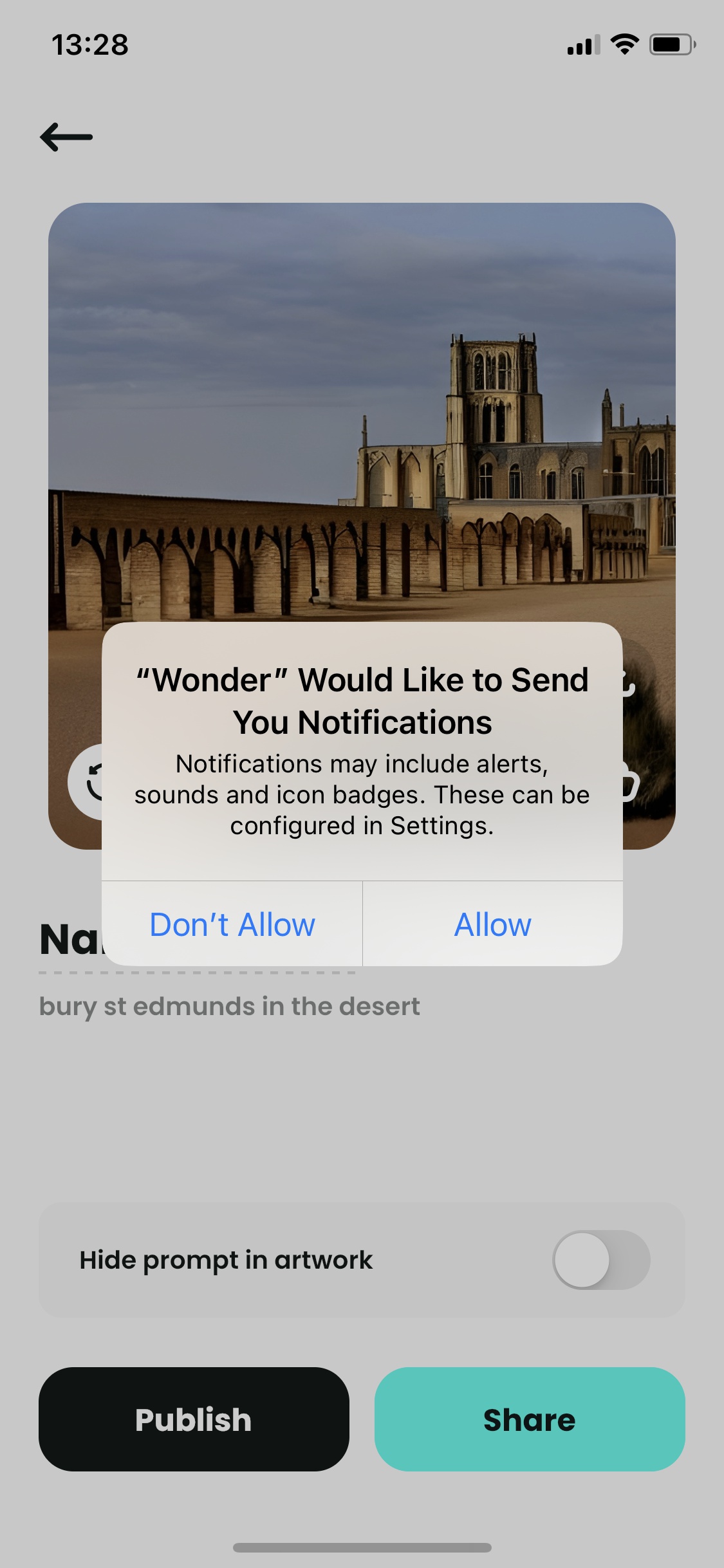 Screenshot of Wonder - Enable notifications