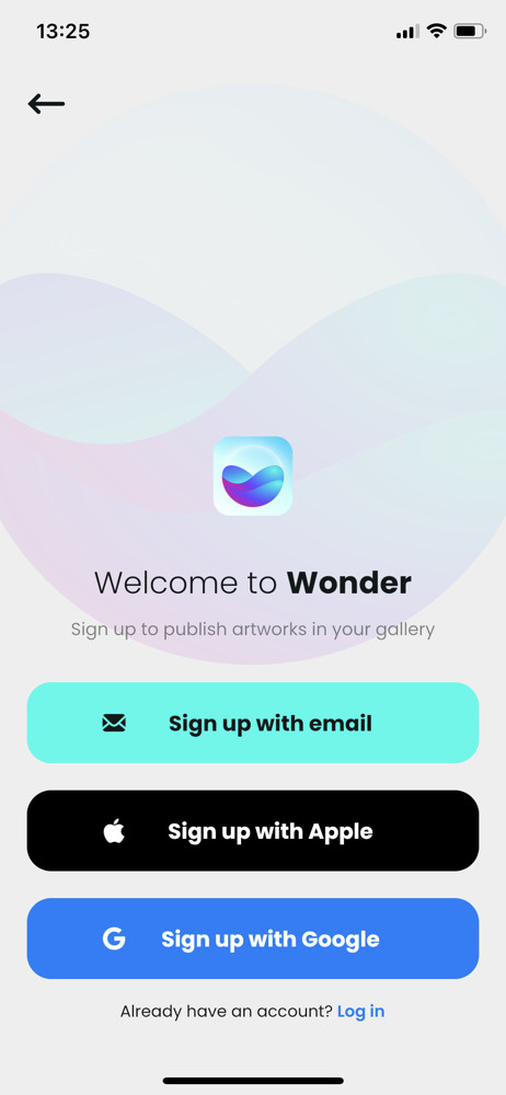 Wonder Sign up screenshot
