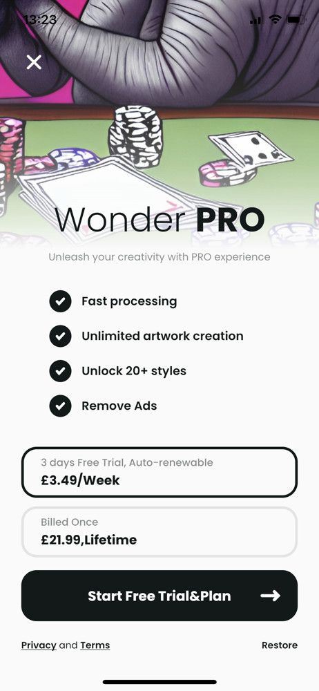 Wonder Start trial screenshot
