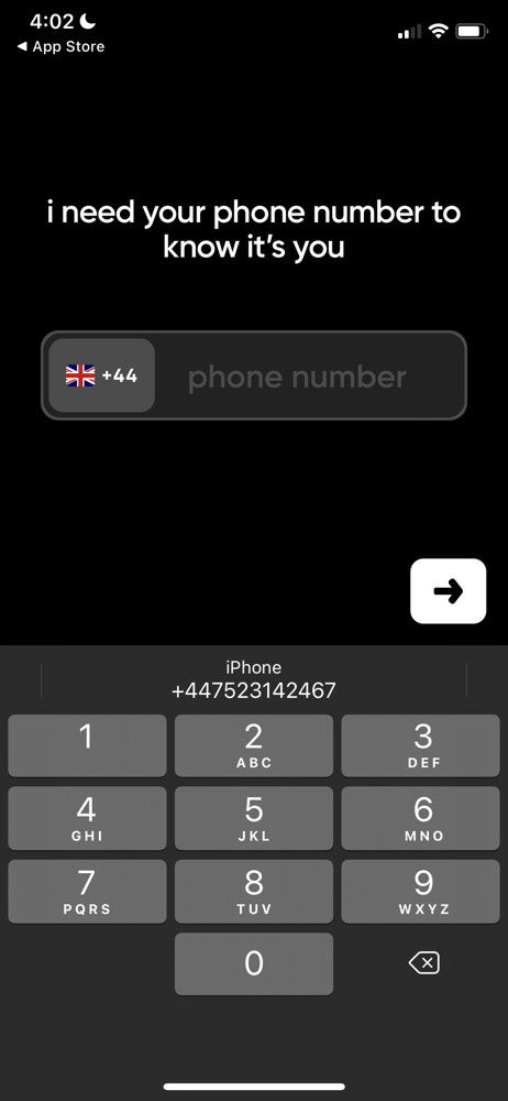 Zenly Enter phone number screenshot