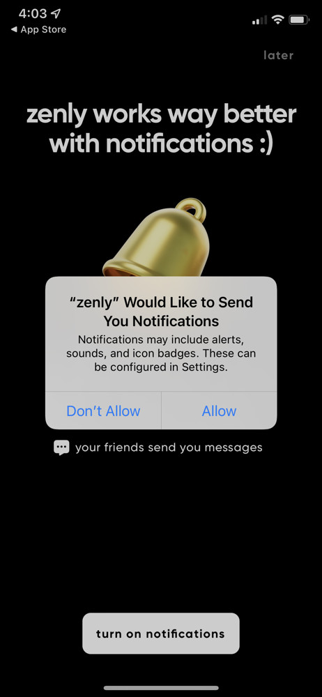 Zenly Enable notifications screenshot