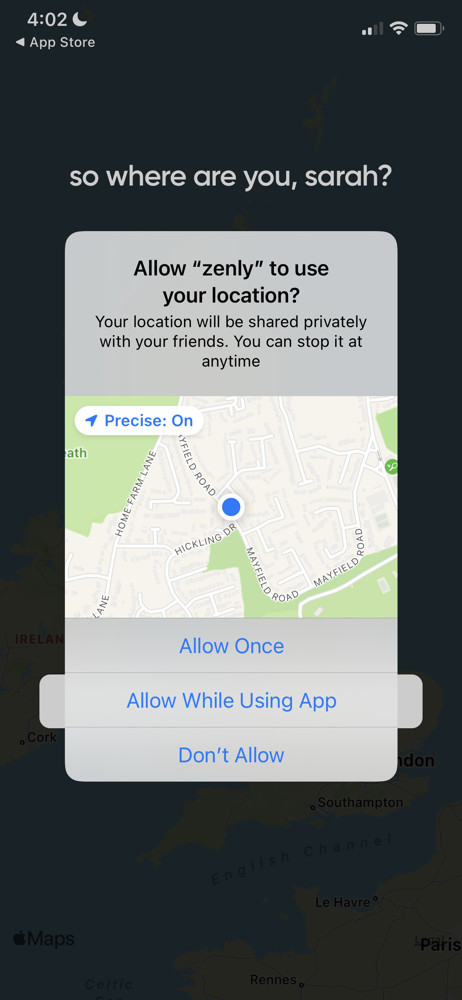 Zenly Enable location services screenshot
