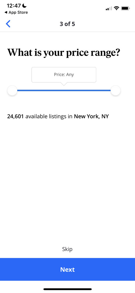 Zillow Set price range screenshot