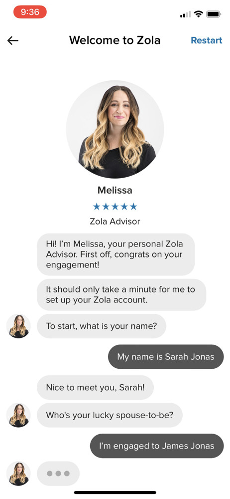 Zola Chat bot screenshot