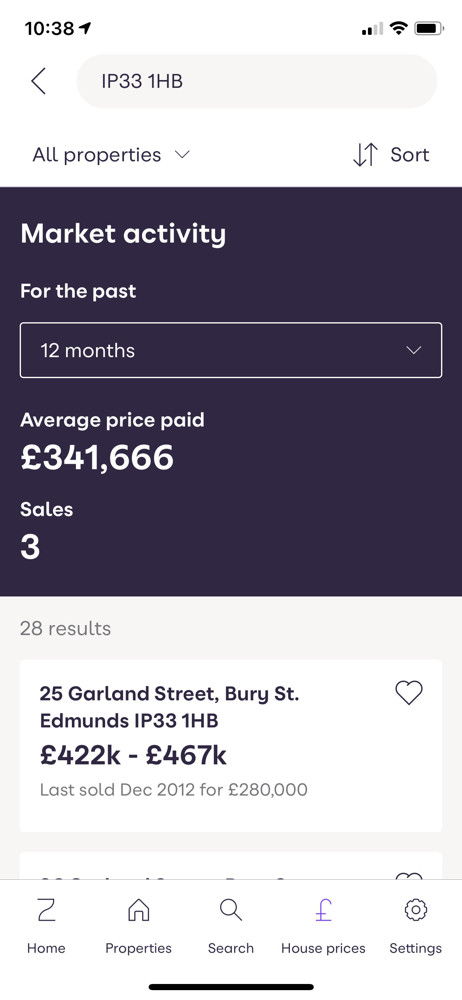 Zoopla Price estimations screenshot